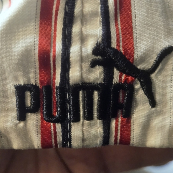 Puma Men's Tan, White & Black Pinstripe Baseball Cap With Logo - Picture 6 of 6